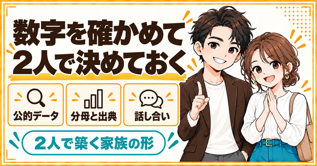 数字の分母と出典を確かめ、2人で話し合って決めておくことが大切だと示す